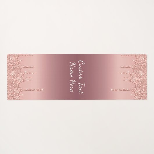 Roos Gold Glitter Aangepaste tekst Naam Yoga Mat (Achterkant (horizontaal))