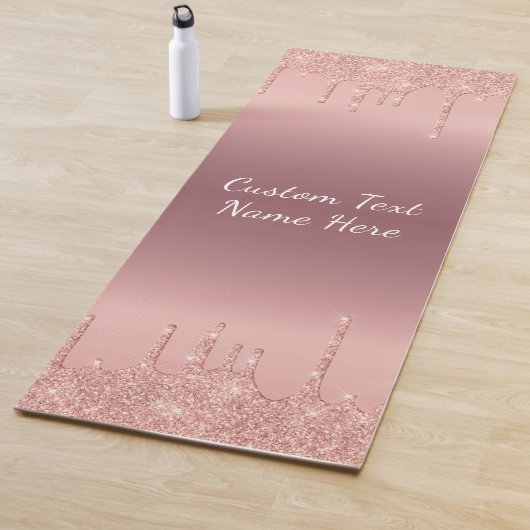 Roos Gold Glitter Aangepaste tekst Naam Yoga Mat (In situ)