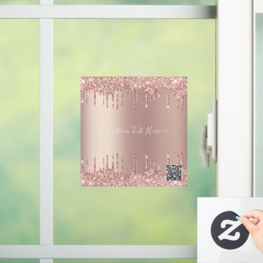 Roos Gold Glitter Aangepaste tekst venster Cling Q Raamsticker (Huis)