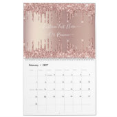 Roos Gold Glitter aangepaste tekstkalender Kalender (Feb 2027)