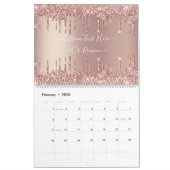 Roos Gold Glitter aangepaste tekstkalender Kalender (Feb 2026)