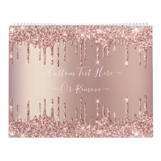 Roos Gold Glitter aangepaste tekstkalender Kalender (Hoes)