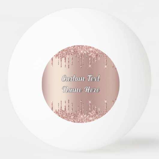 Roos Gold Glitter Aangepaste Tekstnaam Ping Pong B Pingpongbal (Voorkant)