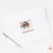 Roos Gold Glitter Afstudeerder Foto Name Class of  Vierkante Sticker (Envelop)