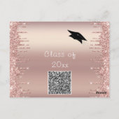 Roos Gold Glitter Afstuderen Invitation voorbeeld Briefkaart (Achterkant)