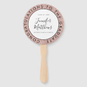 Roos Gold Glitter Afstuderen School Class Foto Handwaaier (Voorkant)