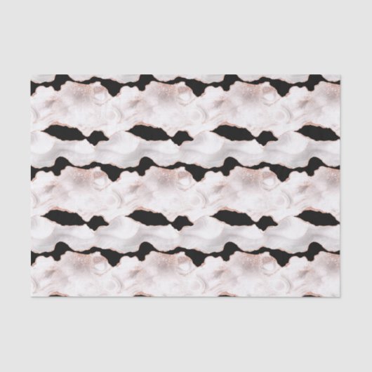 Roos Gold Glitter Agate Black White Swirl Tissuepapier (Voorkant)