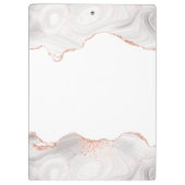 Roos Gold Glitter Agate White Klembord (Achterkant)