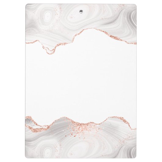 Roos Gold Glitter Agate White Klembord (Achterkant)