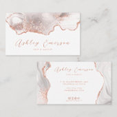 Roos Gold Glitter Agate White Visitekaartje (Voorkant / Achterkant)