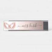 Roos Gold Glitter Angel Wings Desk Name Bord Bureau Naambordje (Voorkant)