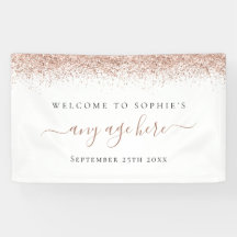 Roos Gold Glitter Any Age Birthday Name Welkom