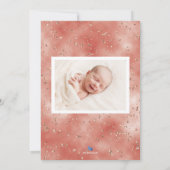 Roos Gold Glitter Baby Geboorte Aankondiging Kaart (Achterkant)