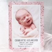 Roos Gold Glitter Baby Geboorte Aankondiging Kaart