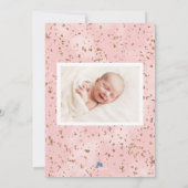 Roos Gold Glitter Baby Geboorte Aankondiging Kaart (Achterkant)