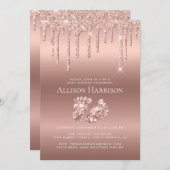 Roos Gold Glitter Baby shower Kaart (Voorkant / Achterkant)