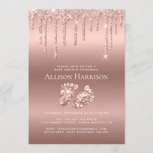 Roos Gold Glitter Baby shower Kaart