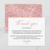 Roos Gold Glitter baby Virtual Shower Dank u Bedankkaart (Voorkant / Achterkant)