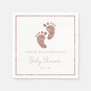Roos Gold Glitter Baby Voeten Footprint Baby showe Servet