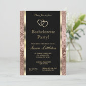 Roos Gold Glitter Bachelorette Party Invitation Kaart (Staand voorkant)