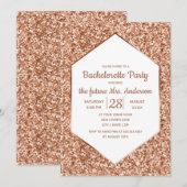 Roos Gold Glitter Bachelorette Party Invitation Kaart (Voorkant / Achterkant)