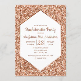 Roos Gold Glitter Bachelorette Party Invitation Kaart