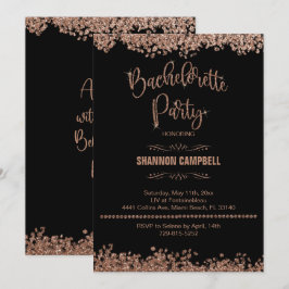 Roos Gold Glitter Bachelorette Party with Bling  Kaart