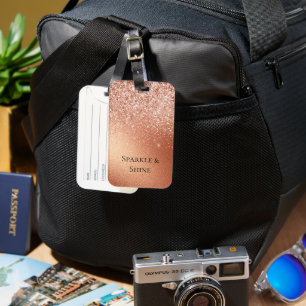 Roos Gold Glitter Bagagelabel