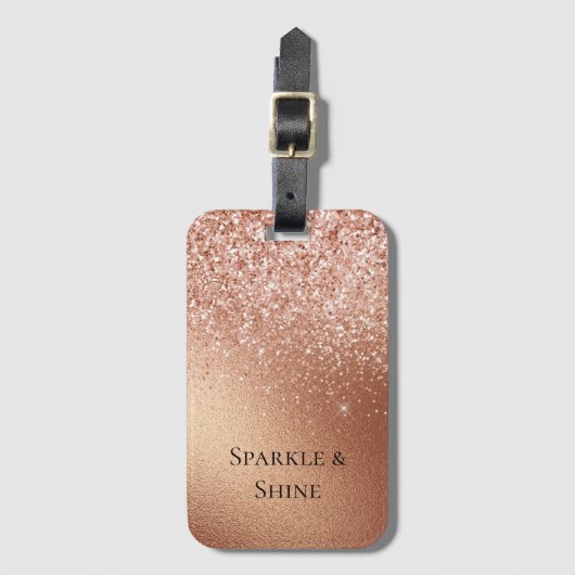 Roos Gold Glitter Bagagelabel (Voorkant (verticaal))
