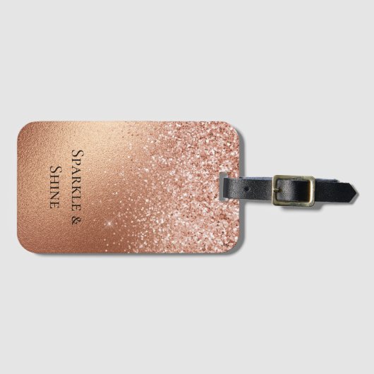 Roos Gold Glitter Bagagelabel (Voorkant (horizontaal))