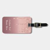 Roos Gold Glitter Bagagelabel en aangepaste tekstn (Voorkant horizontaal)