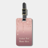 Roos Gold Glitter Bagagelabel en aangepaste tekstn (Voorkant verticaal)