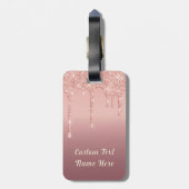 Roos Gold Glitter Bagagelabel en aangepaste tekstn (Achterkant verticaal)