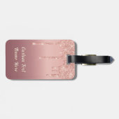 Roos Gold Glitter Bagagelabel en aangepaste tekstn (Achterkant horizontaal)