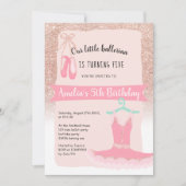 Roos Gold glitter ballerina tutu vijfde verjaardag Kaart (Voorkant)