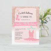 Roos Gold glitter ballerina tutu vijfde verjaardag Kaart (Staand voorkant)