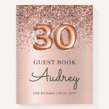 Roos Gold Glitter Balloon 30e Verjaardag Gastenboe