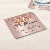 Roos Gold Glitter Balloon Metallic 30e Verjaardag Kartonnen Onderzetters (Schuin)