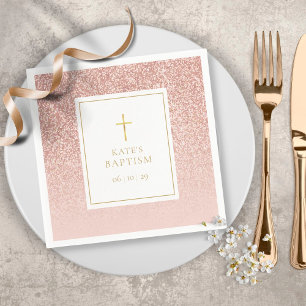 Roos Gold Glitter Baptism Christening Servet
