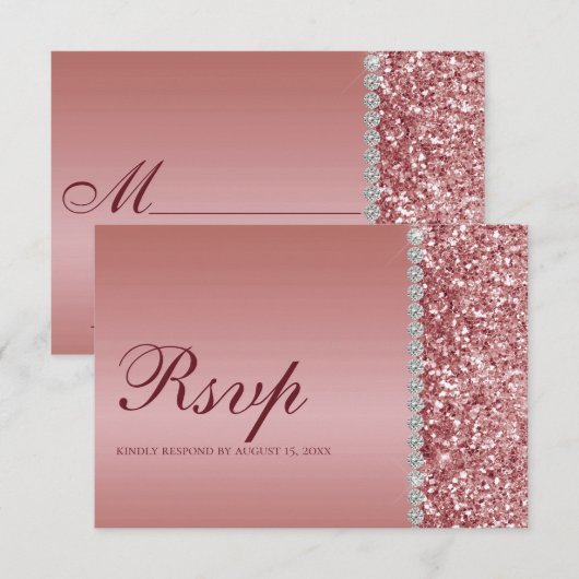 Roos Gold Glitter Bat Mitzvah (Voorkant / Achterkant)