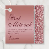 Roos Gold Glitter Bat Mitzvah Bedankjes Labels (Voorkant)