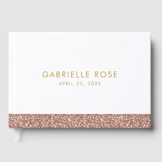 Roos Gold Glitter Bday Mitzvah Weddenschap Gastenboek (Voorkant)
