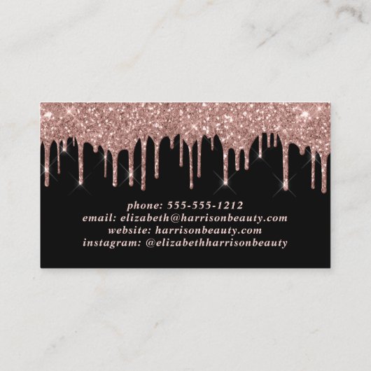 Roos Gold Glitter Beauty Black Visitekaartje (Achterkant)