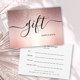 Roos Gold Glitter Beauty Salon Elegant-kaartje