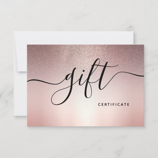 Roos Gold Glitter Beauty Salon Elegant-kaartje (Voorkant)