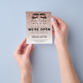 Roos Gold Glitter Beauty Salon Lashes We zijn open Flyer (Hand)