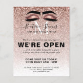 Roos Gold Glitter Beauty Salon Lashes We zijn open Flyer (Achterkant)