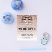 Roos Gold Glitter Beauty Salon Lashes We zijn open Flyer (Enkel)