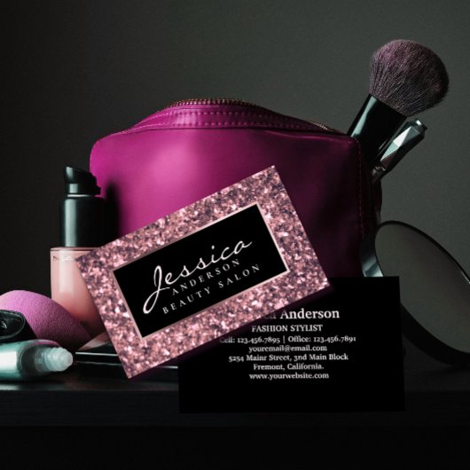 Roos Gold Glitter Beauty Salon Visitekaartje
