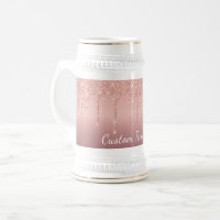 Roos Gold Glitter Beer Stein met aangepaste tekst